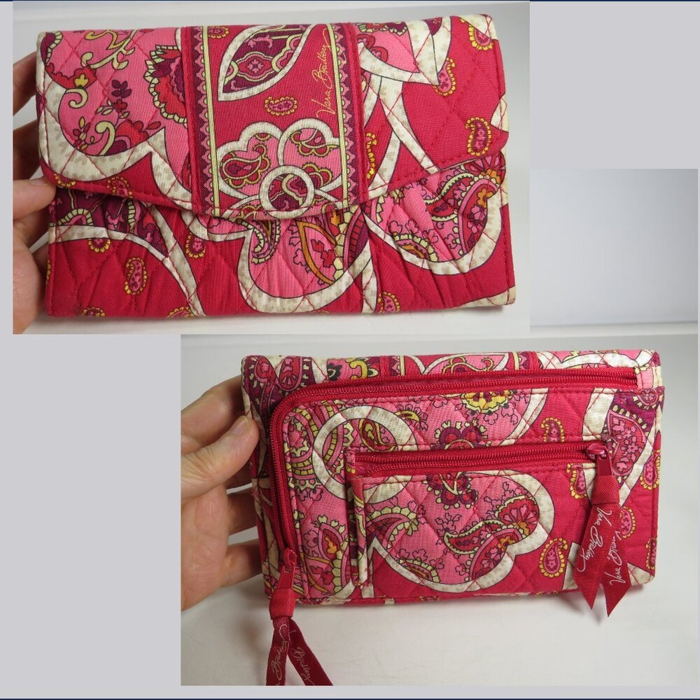 Vera Bradley clutch wallet Rosy Posies Paisley pattern quilted cotton